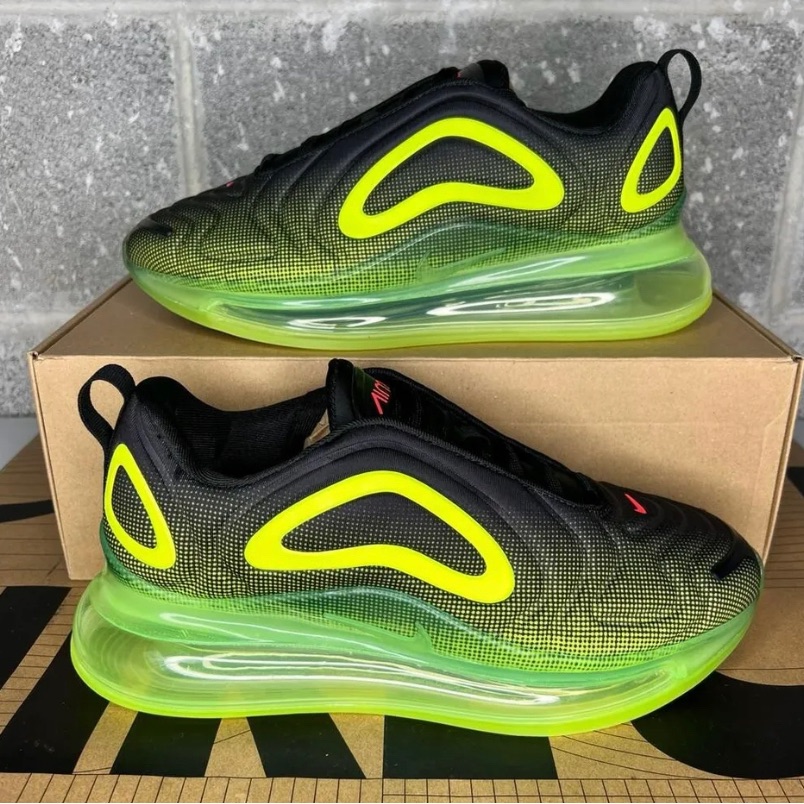 Brand New Nike Air Max 720 BlackBright CrimsonVolt Lifestyle Shoes